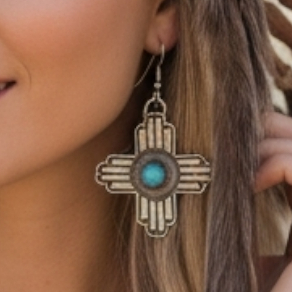 ✨️Zia Kevin Billah Navajo Turquoise Sterling Silver French Hook Dangle Earrings!
